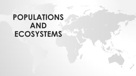 POPULATIONS AND ECOSYSTEMS. ECOSYSTEM Any group of living and nonliving things interacting with each other. 2 types:  Terrestrial Ecosystem- land based.