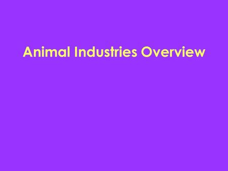 Animal Industries Overview. Economic Impact (1999) Greater than $208 billion in farm receipts U.S. : $97 billion industry in livestock Top four states.