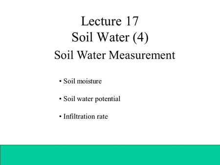 Soil Water Measurement