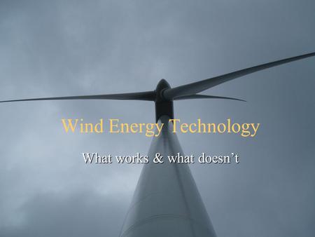 Wind Energy Technology