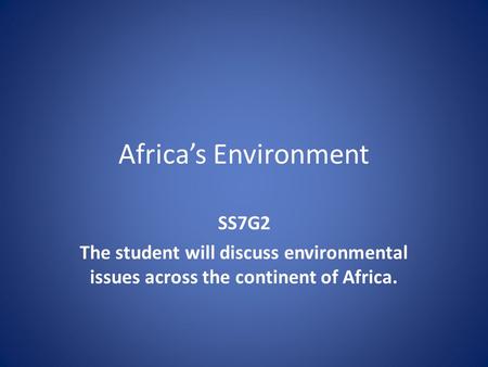 Africa’s Environment SS7G2