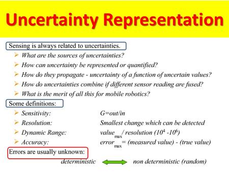 Uncertainty Representation. Gaussian Distribution variance Standard deviation.