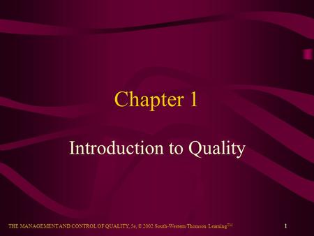 Introduction to Quality