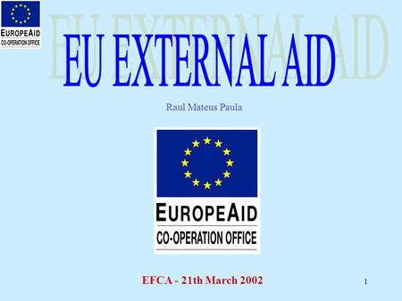 1 EFCA - 21th March 2002 Raul Mateus Paula. 2 This presentation underlines: The key objectives of the Relex Reform The division of the responsibilities.