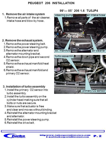 PEUGEOT 206 INSTALLATION 99’— 05’ TU5JP4