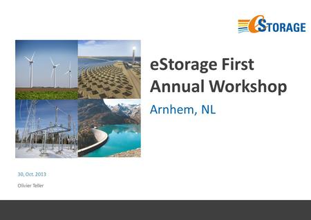 EStorage First Annual Workshop Arnhem, NL 30, Oct. 2013 Olivier Teller.