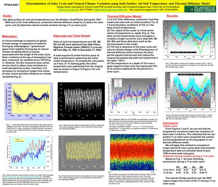 Determination of Solar Cycle and Natural Climate Variation using both Surface Air/Soil Temperature and Thermal Diffusion Model Xiquan Dong (Atmospheric.