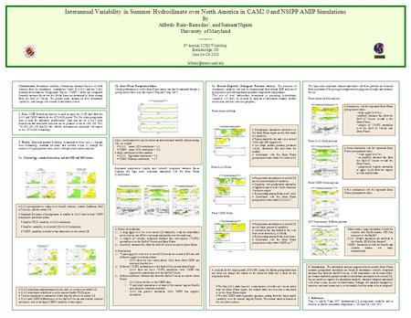 Interannual Variability in Summer Hydroclimate over North America in CAM2.0 and NSIPP AMIP Simulations By Alfredo Ruiz–Barradas 1, and Sumant Nigam University.