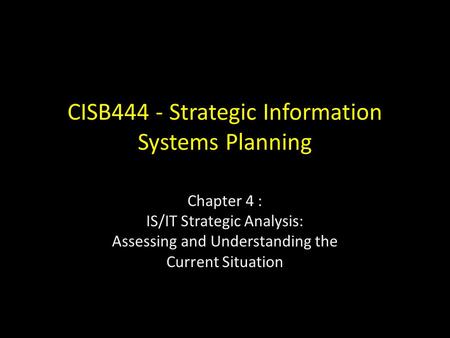 CISB444 - Strategic Information Systems Planning