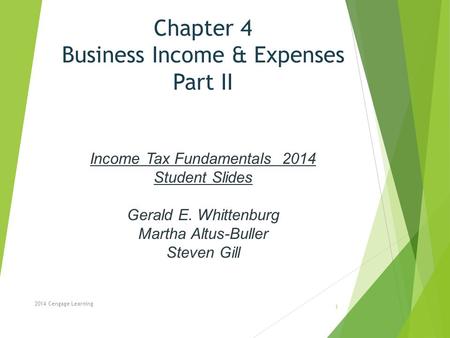 Chapter 4 Business Income & Expenses Part II