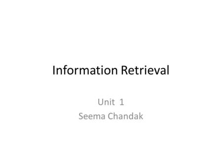 Information Retrieval