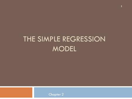 The Simple Regression Model