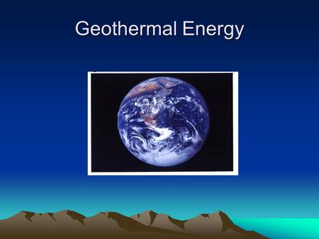 Geothermal Energy.