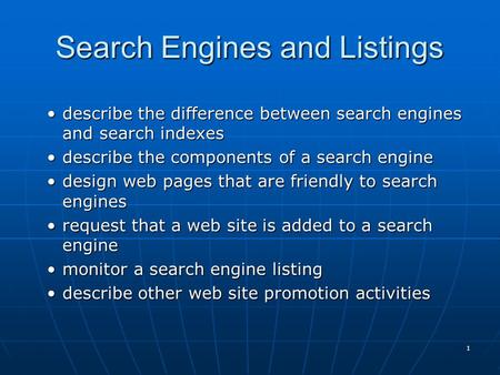 Search Engines and Listings