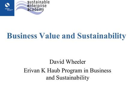 Business Value and Sustainability