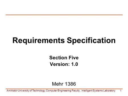 Requirements Specification