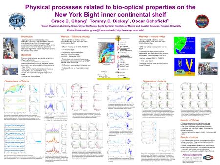 Water Level Sensor Physical processes related to bio-optical properties on the New York Bight inner continental shelf Grace C. Chang 1, Tommy D. Dickey.