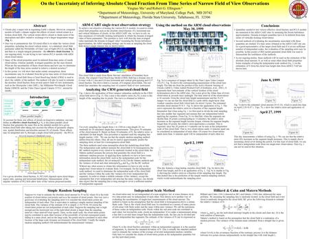 On the Uncertainty of Inferring Absolute Cloud Fraction From Time Series of Narrow Field of View Observations Yingtao Ma a and Robert G. Ellingson b a.