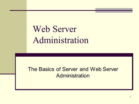 Web Server Administration