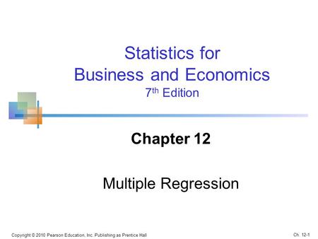 Chapter 12 Multiple Regression