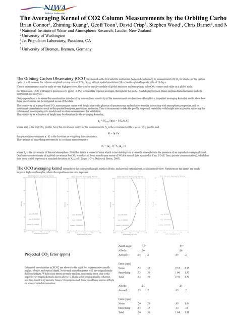 The Averaging Kernel of CO2 Column Measurements by the Orbiting Carbon Observatory (OCO), Its Use in Inverse Modeling, and Comparisons to AIRS, SCIAMACHY,