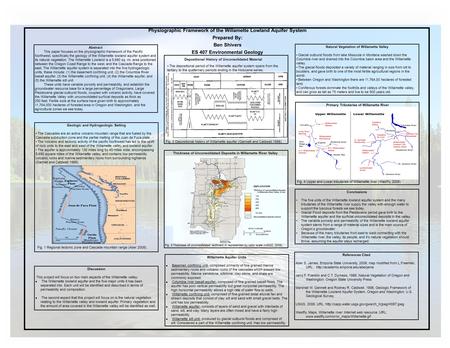 Abstract This paper focuses on the physiographic framework of the Pacific Northwest, specifically the geology of the Willamette lowland aquifer system.