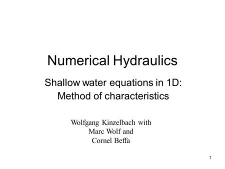 Shallow water equations in 1D: Method of characteristics