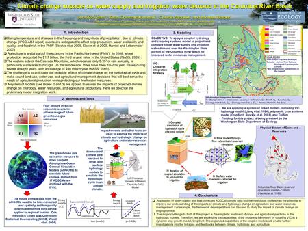 Crop Physical System of Dams and Reservoirs Climate change impacts on water supply and irrigation water demand in the Columbia River Basin Jennifer Adam.