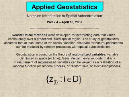 Applied Geostatistics