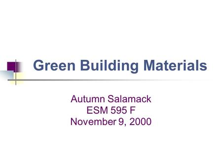 Green Building Materials