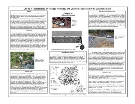 Abstract Upland areas of the Willamette Basin are associated with a long history of logging and related road construction. Sediment derived from forested.