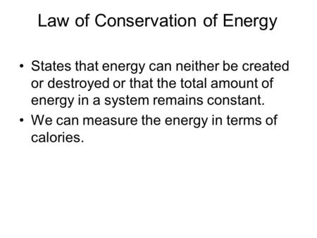 Law of Conservation of Energy