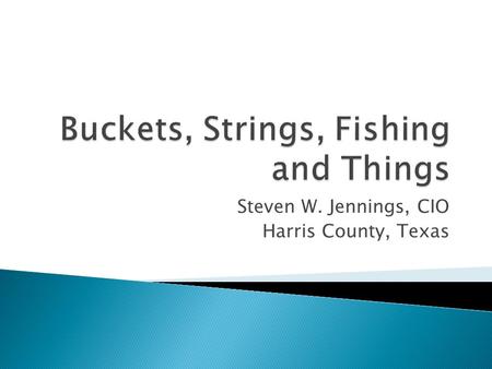 Steven W. Jennings, CIO Harris County, Texas.  American Recovery and Reinvestment Act…HR1 $787 BILLION  equal to 6% of the GDP.