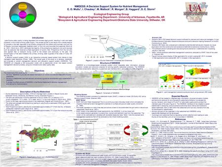 NMDESS: A Decision Support System for Nutrient Management E. O. Mutlu 1, I. Chaubey 1, M. Matlock 1, R. Morgan 1, B. Haggard 1, D. E. Storm 2 Ecological.