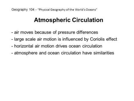 Atmospheric Circulation