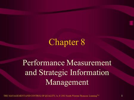 Performance Measurement and Strategic Information Management