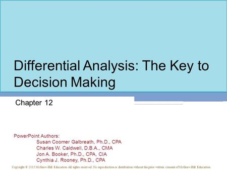 PowerPoint Authors: Susan Coomer Galbreath, Ph.D., CPA Charles W. Caldwell, D.B.A., CMA Jon A. Booker, Ph.D., CPA, CIA Cynthia J. Rooney, Ph.D., CPA Copyright.