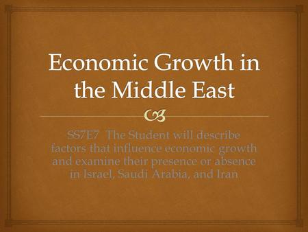 Economic Growth in the Middle East