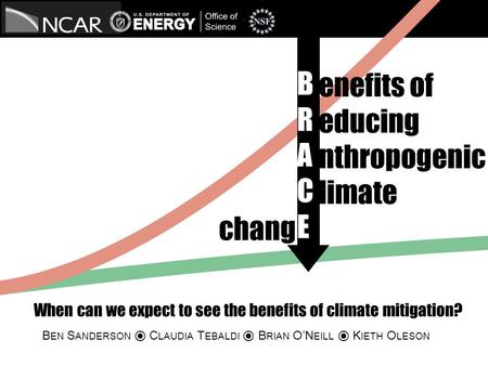 Chang enefits of educing nthropogenic limate B EN S ANDERSON C LAUDIA T EBALDI B RIAN O’N EILL K IETH O LESON BRACEBRACE When can we expect to see the.
