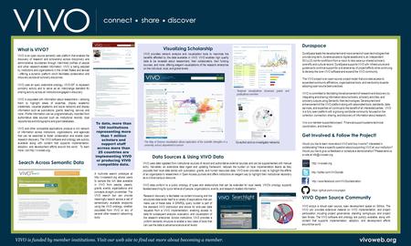 Data Sources & Using VIVO Data Visualizing Scholarship VIVO provides network analysis and visualization tools to maximize the benefits afforded by the.