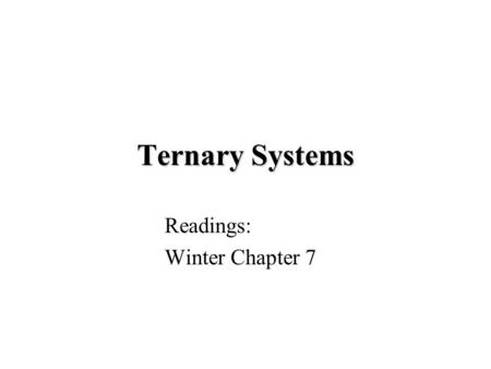 Readings: Winter Chapter 7