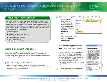 1 of 4 This document is for informational purposes only. MICROSOFT MAKES NO WARRANTIES, EXPRESS OR IMPLIED, IN THIS DOCUMENT. © 2007 Microsoft Corporation.