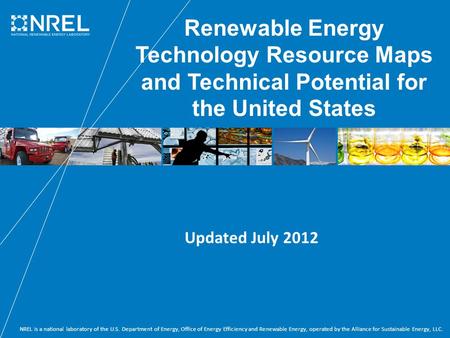 NREL is a national laboratory of the U.S. Department of Energy, Office of Energy Efficiency and Renewable Energy, operated by the Alliance for Sustainable.