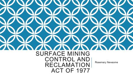 SURFACE MINING CONTROL AND RECLAMATION ACT OF 1977 Rosemary Newsome.