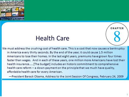 Health Care We must address the crushing cost of health care. This is a cost that now causes a bankruptcy in America every thirty seconds. By the end of.