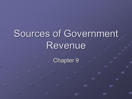 Sources of Government Revenue