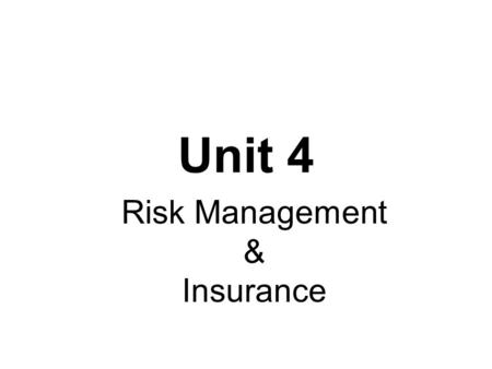 Risk Management & Insurance