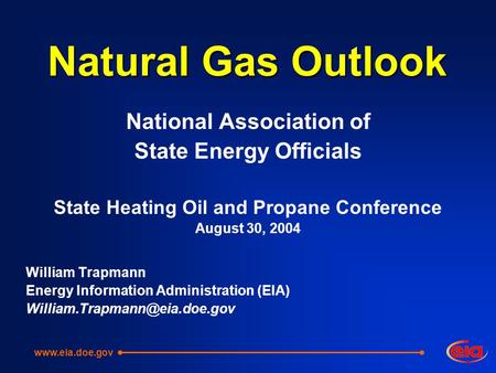 Natural Gas Outlook National Association of State Energy Officials State Heating Oil and Propane Conference August 30, 2004 William Trapmann Energy Information.