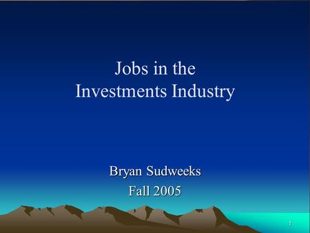 Jobs in the Investments Industry