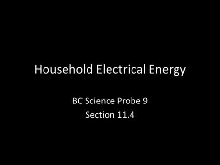 Household Electrical Energy